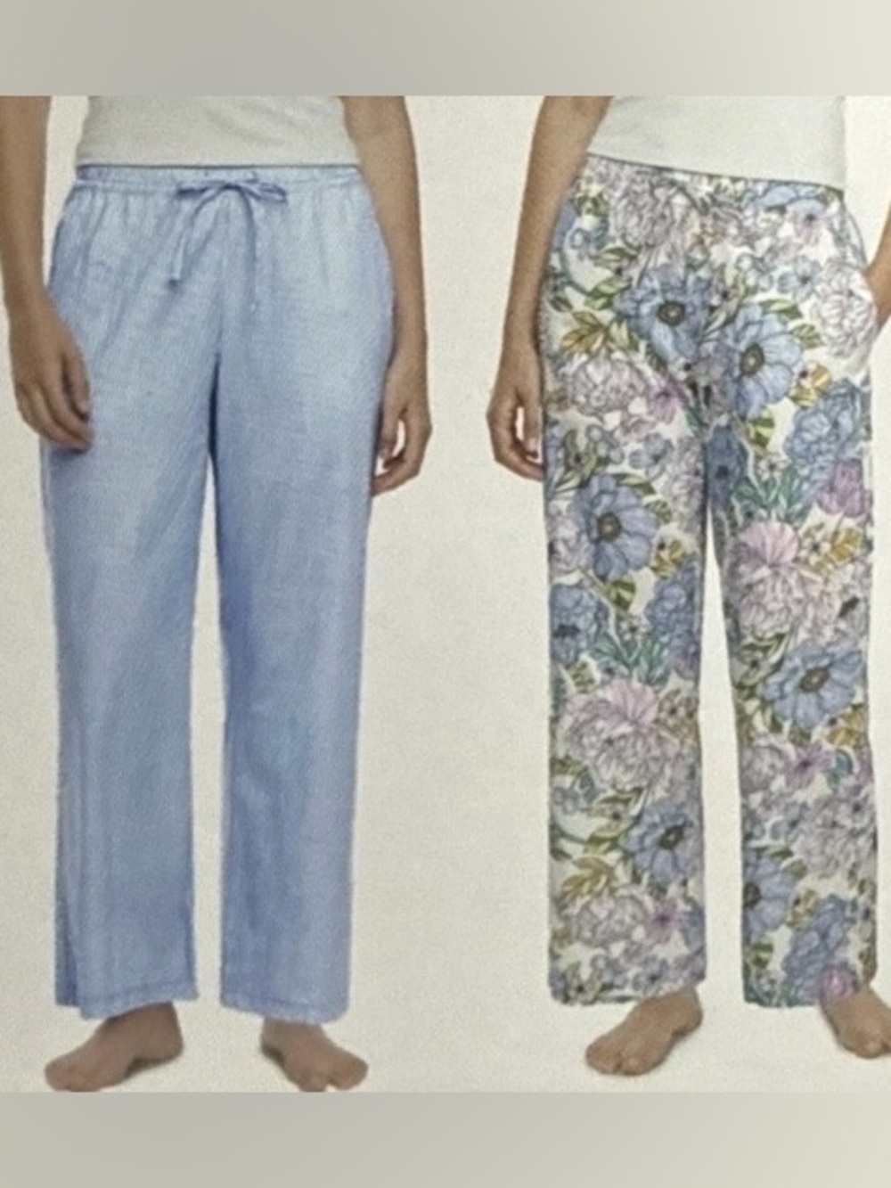 GAP Women's Light Blue Stripe & Floral Straight-Leg Lounge Pants